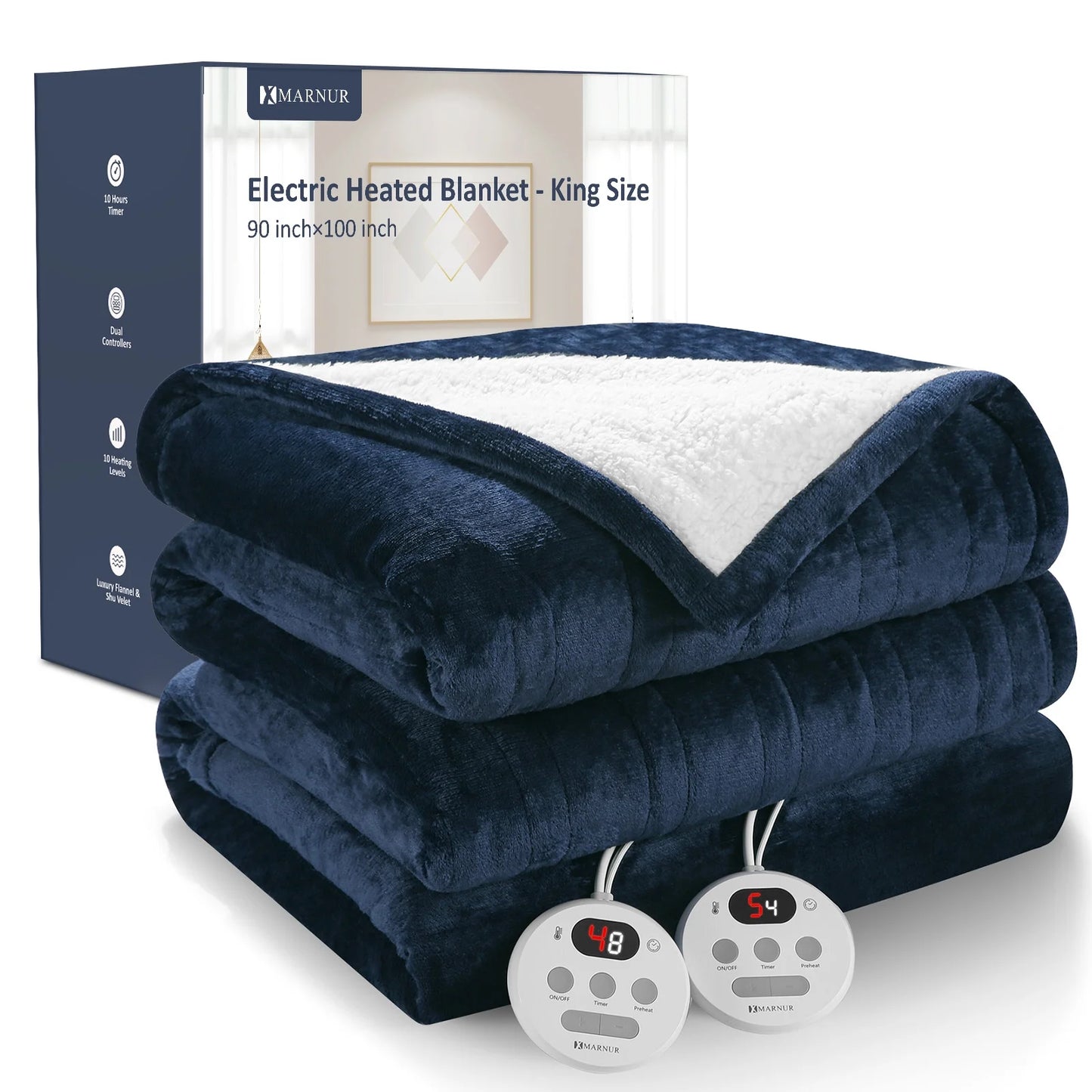 Luxurious Electric Heated Blanket King Size 90''X100''