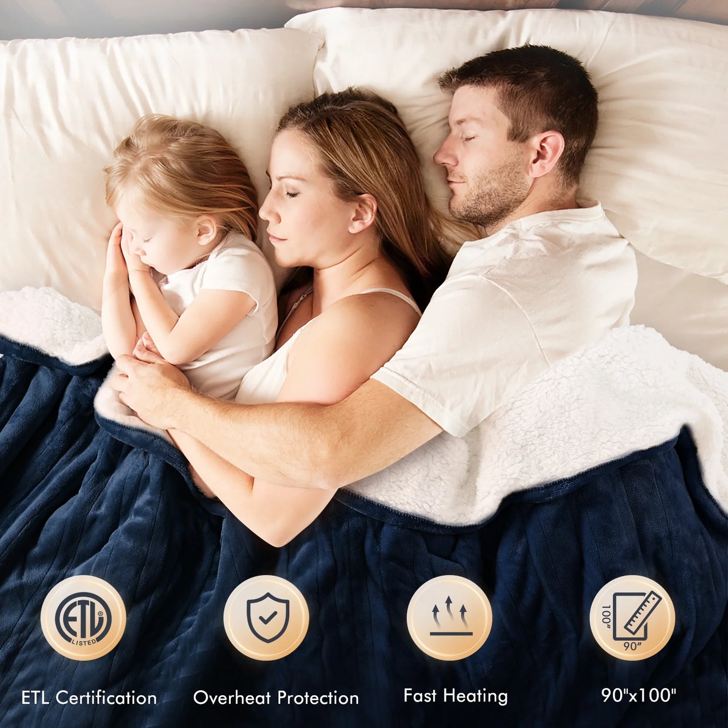 Luxurious Electric Heated Blanket King Size 90''X100''