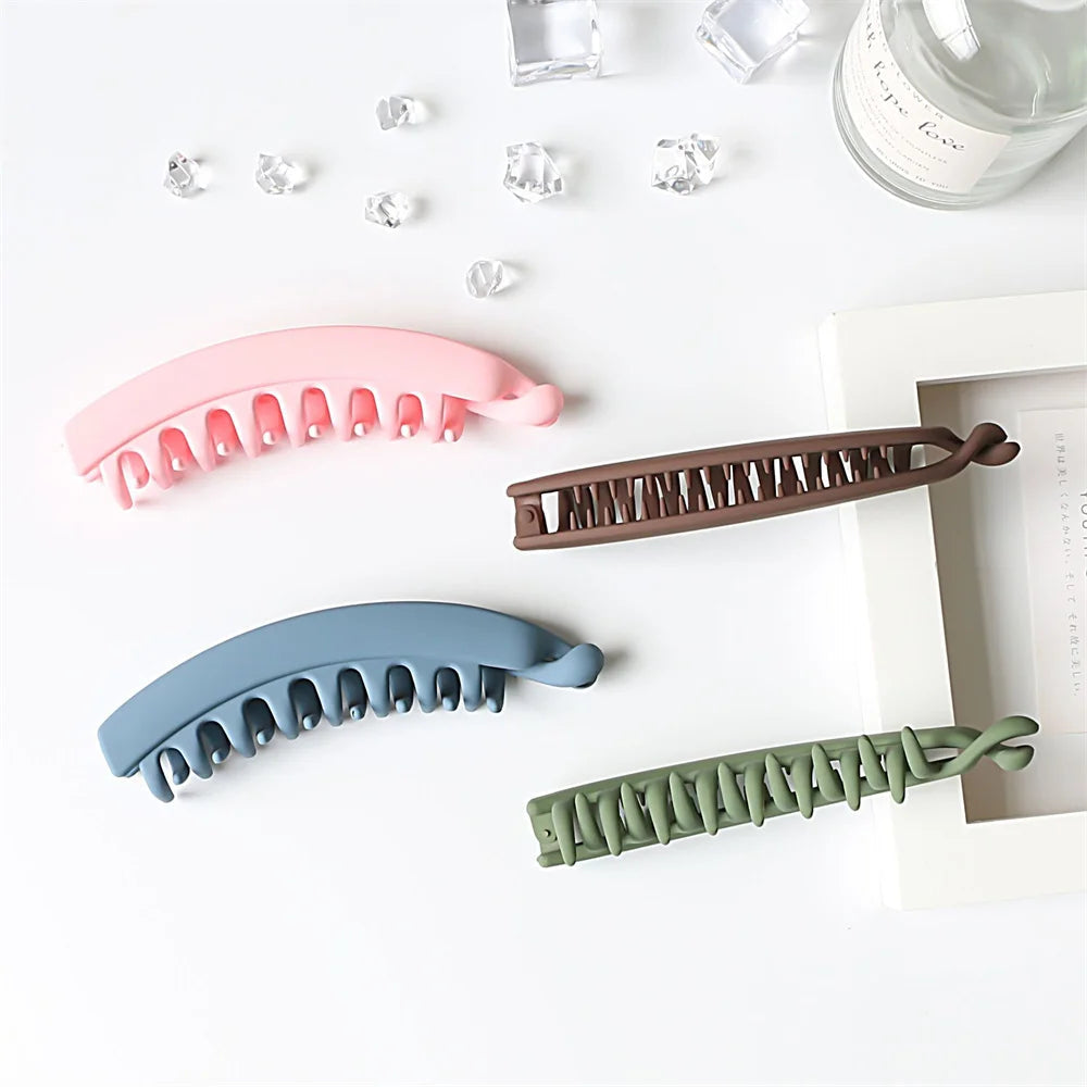 Frosted Solid Color Banana Hair Clips β Fashion Ponytail Barrettes & Hair Claws for Women