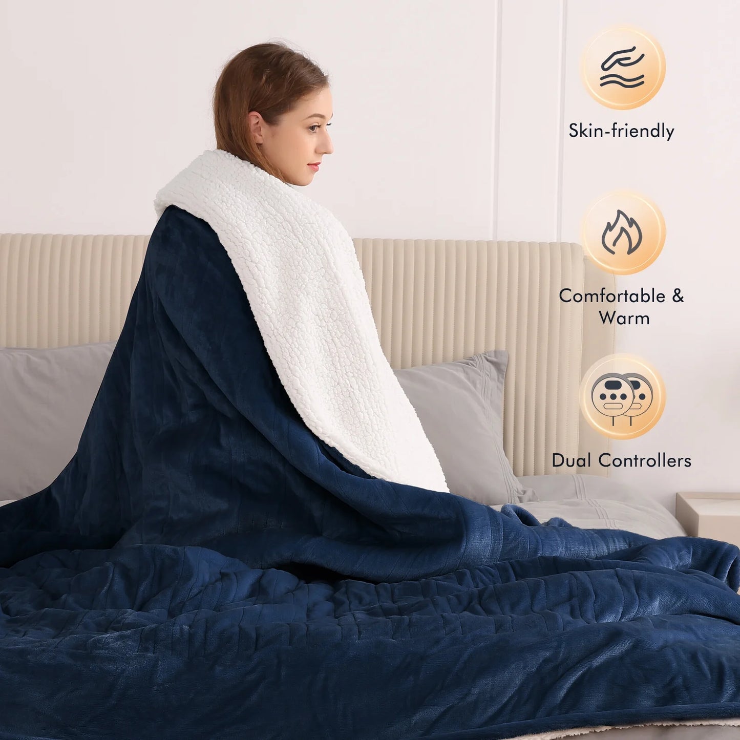 Luxurious Electric Heated Blanket King Size 90''X100''