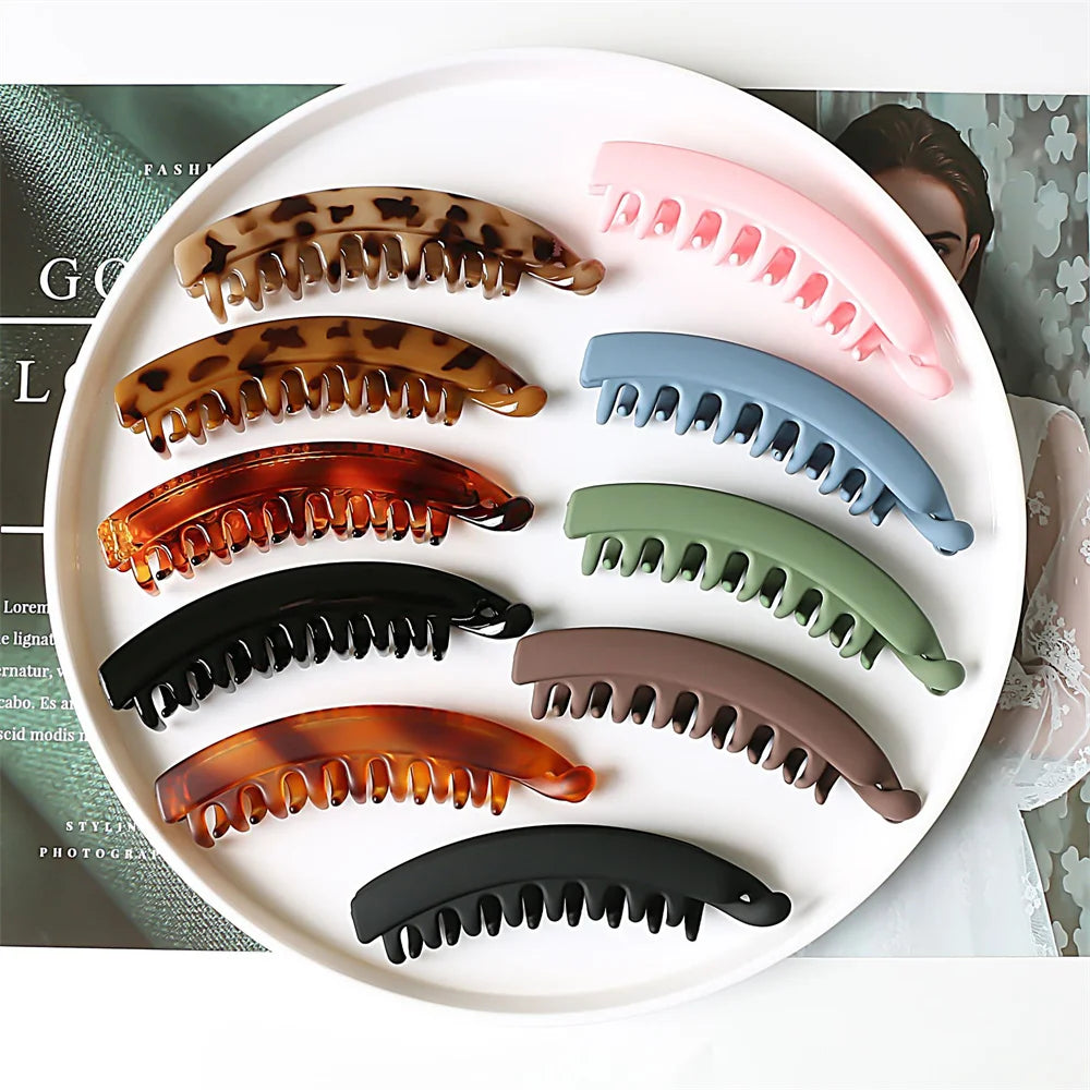 Frosted Solid Color Banana Hair Clips β Fashion Ponytail Barrettes & Hair Claws for Women