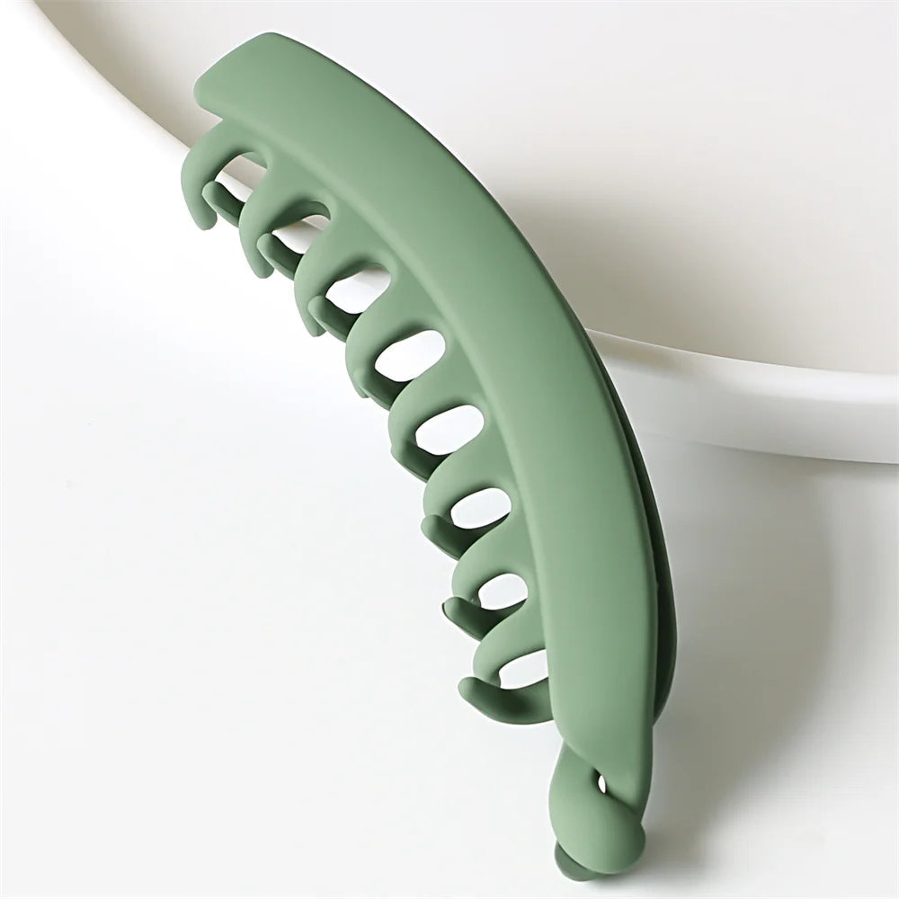 Frosted Solid Color Banana Hair Clips β Fashion Ponytail Barrettes & Hair Claws for Women