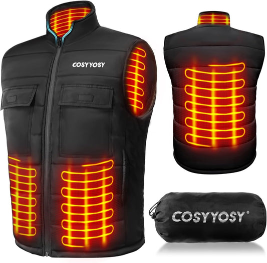 Heated Vest for Men Women, 6 Pockets, 4 Heating Zones, Electric Outdoors Heating Jacket Coat (Battery Not Included)