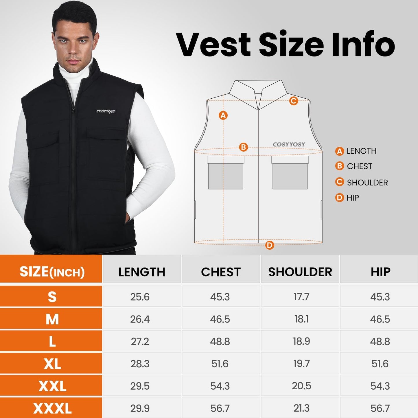 Heated Vest for Men Women, 6 Pockets, 4 Heating Zones, Electric Outdoors Heating Jacket Coat (Battery Not Included)